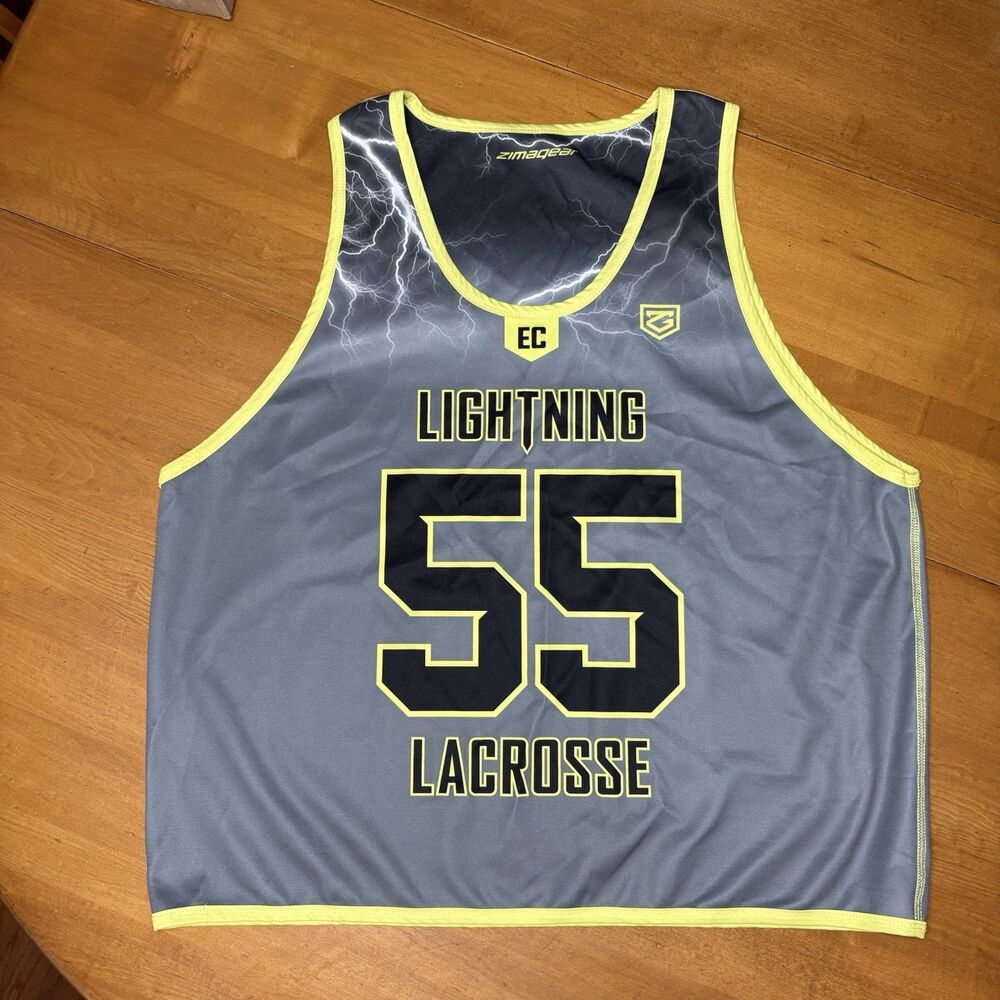EC Lightning Lacrosse Reversible Jersey Mens XL #55 Sublimated Florida Gray Whit